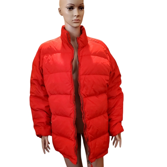 Tommy Hilfigger Down Puffer Red Jacket XL full zip Unisex 55%Down 45% Feathers - Picture 4 of 12